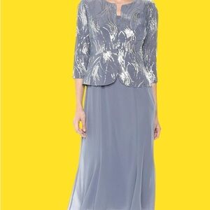 Alex Evenings Silver and Gray Skirt Set - grandmother or mother of bride/groom